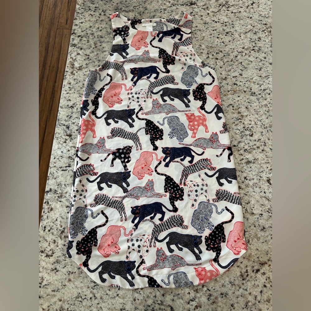 EUC Womens H&M Dress Tunic Cat Print Red & Blue Tank Dress Size 6
